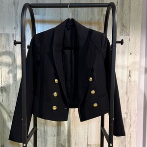 Express Black Cropped Blazer with Gold Buttons